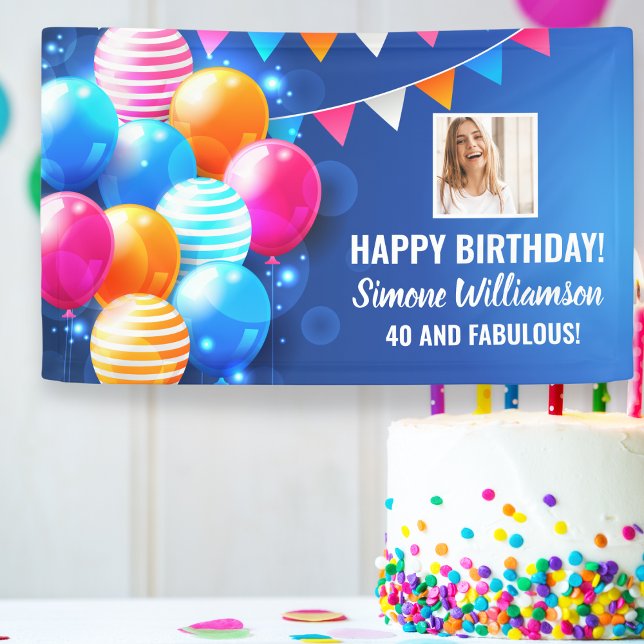 Happy Birthday Colourful Balloons Custom Photo Tex Banner (Creator Uploaded)