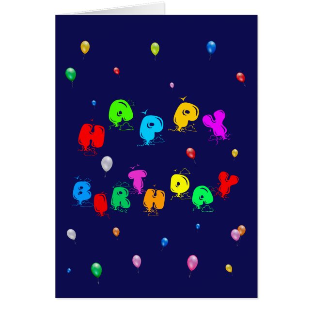 Happy Birthday Colourful Balloons customisable (Front)