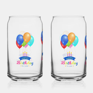Happy Birthday Colourful Balloons Mug Can Glass