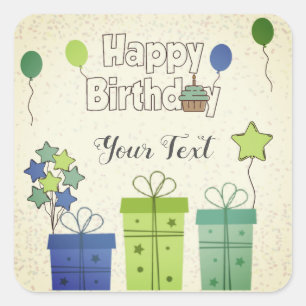 Happy Birthday Colourful Balloons Party Square Sticker