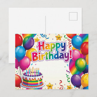 Happy Birthday colourful balloons Postcard