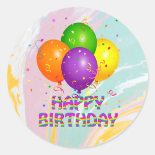 Happy Birthday, colourful birthday design, Classic Round Sticker