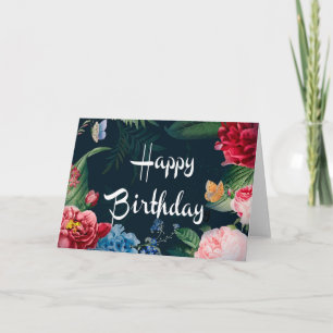 Happy Birthday, colourful blooms, Card