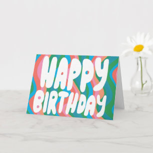 HAPPY BIRTHDAY Colourful Bubble Letters CUSTOM Bda Card