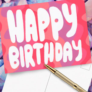 HAPPY BIRTHDAY Colourful Bubble Letters CUSTOM Bda Postcard