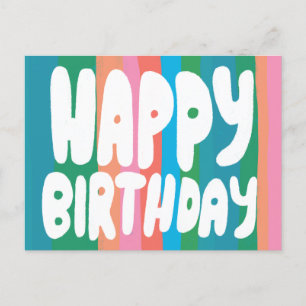 HAPPY BIRTHDAY Colourful Bubble Letters CUSTOM Bda Postcard