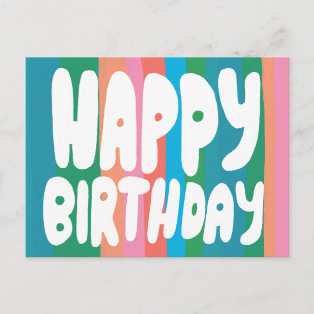 HAPPY BIRTHDAY Colourful Bubble Letters CUSTOM Bda Postcard (Front)