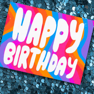HAPPY BIRTHDAY Colourful Bubble Letters CUSTOM  Postcard
