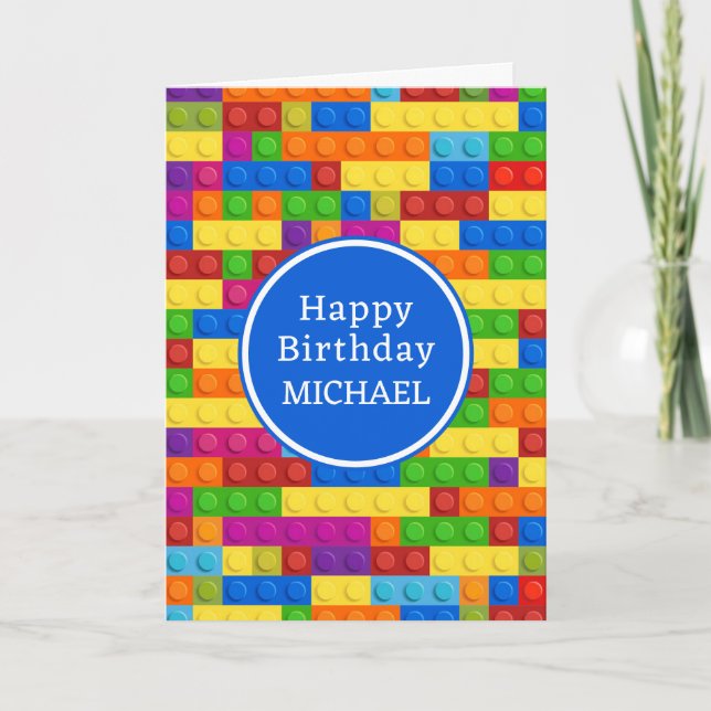 Happy Birthday | Colourful Building Block Card (Front)