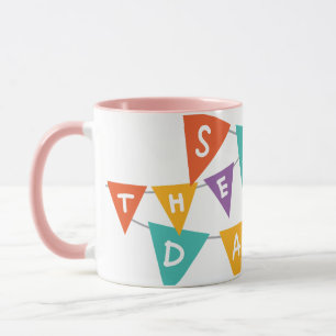 "Happy Birthday" Colourful Bunting Pink Two-Tone Mug