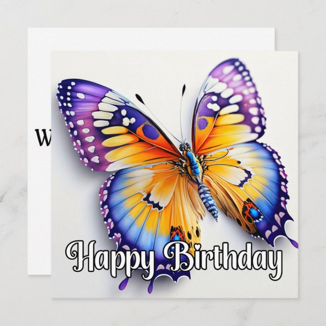 Happy Birthday Colourful Butterfly Artwork (Front/Back)