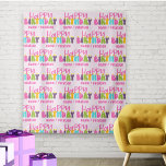 Happy Birthday Colourful Candles Personalised Tapestry<br><div class="desc">Personalised Happy Birthday photo booth backdrop lettered with colourful candles. The template is ready for you to personalise with a name or relation (Isabella / bestie / sister,  for example).</div>