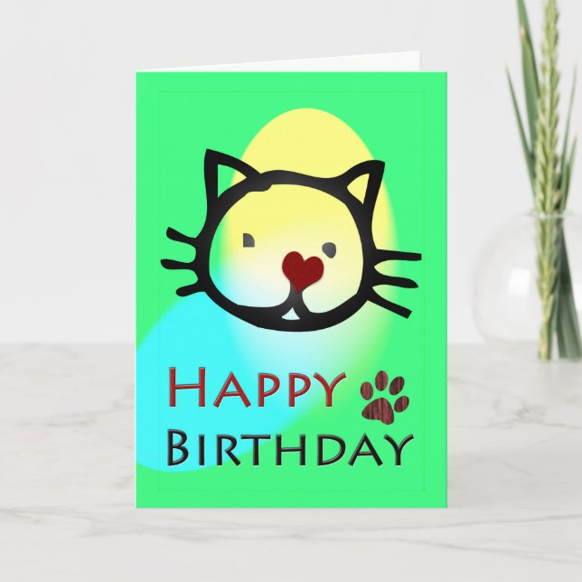 Happy Birthday Colourful Cats Paws Card (Front)