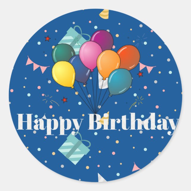 Happy Birthday, colourful celebration Classic Round Sticker (Front)