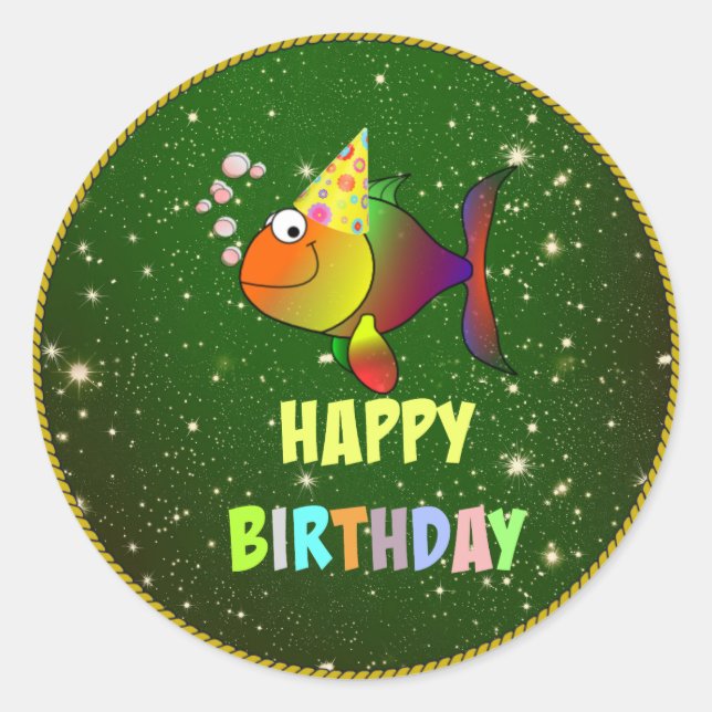 Happy Birthday, Colourful Celebration, Classic Round Sticker (Front)