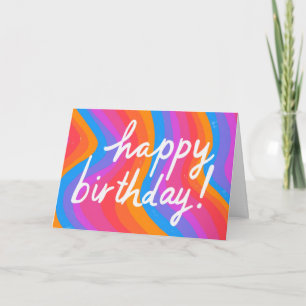 HAPPY BIRTHDAY Colourful Cool & Fun Stripes CUSTOM Card