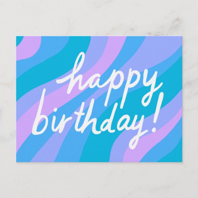 HAPPY BIRTHDAY Colourful Cool & Fun Stripes Postcard (Front)