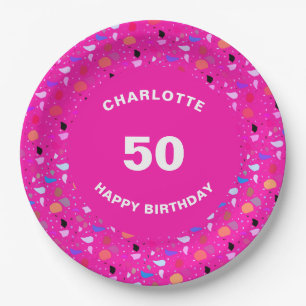 Happy Birthday Colourful Custom Age Name Paper Plate