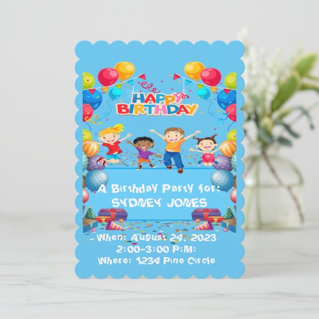 Happy Birthday Colourful Flat Card Invitation  (Standing Front)