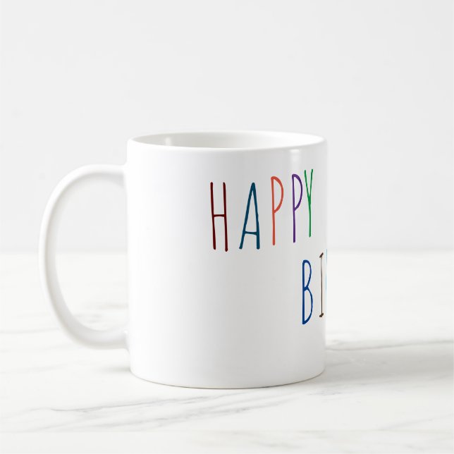Happy Birthday Colourful Font  Coffee Mug (Left)