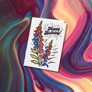 Happy Birthday Colourful Foxglove Pop Art Fun Card