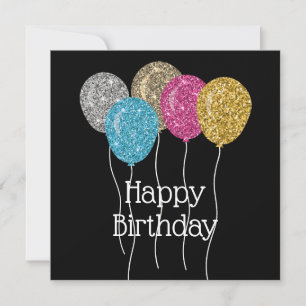 Happy Birthday Colourful Glitter Balloons