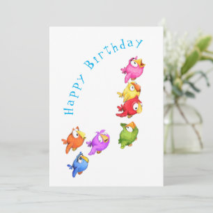Happy Birthday - Colourful Happy Flying Birds