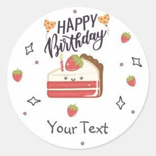 Happy Birthday Colourful Party Cake Classic Round Sticker