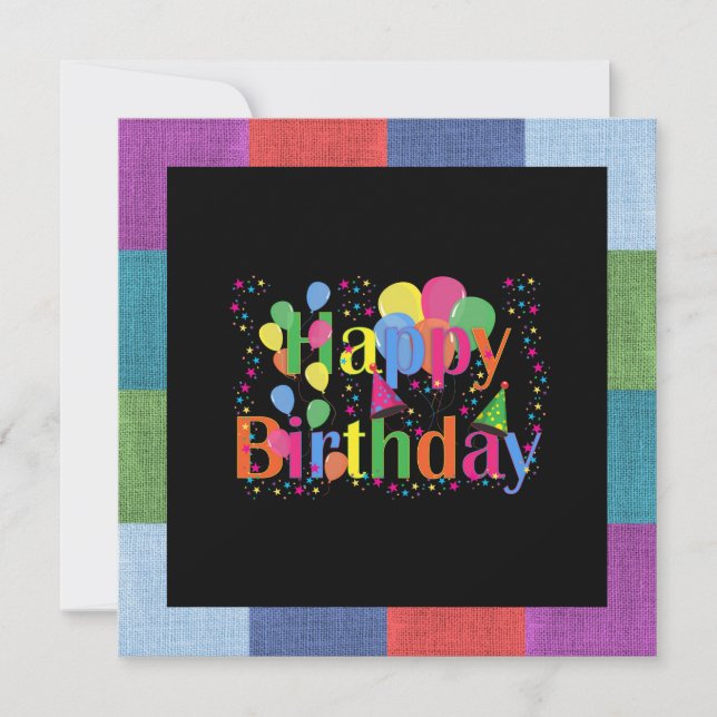Happy Birthday, colourful party design, Card (Front)