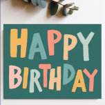 HAPPY BIRTHDAY Colourful Pastel Handlettering Cute Postcard<br><div class="desc">Check out this sweet and colourful art,  hand made by me for you! Feel free to add your own text or change the colours. Visit my shop for more!</div>