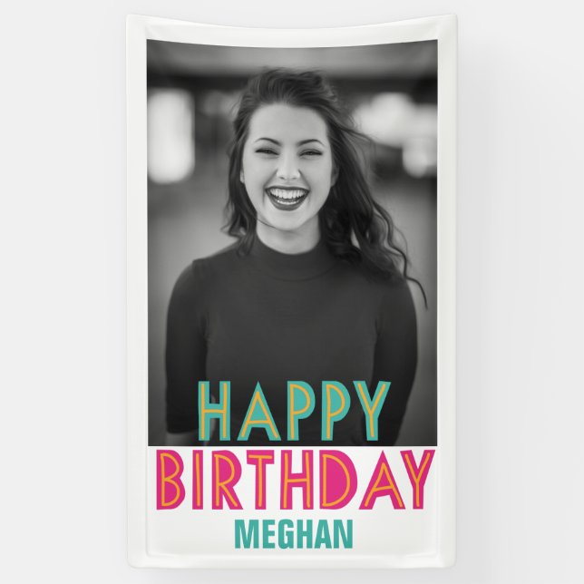 Happy Birthday Colourful Photo Banner (Vertical)