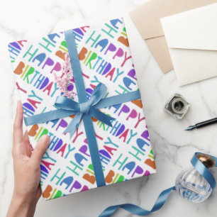 Happy Birthday Colourful Rainbow Lettering Wrapping Paper