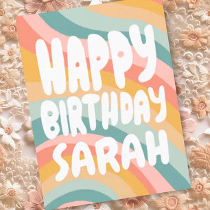 HAPPY BIRTHDAY Colourful Rainbow Stripes CUSTOM Postcard