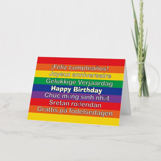 Happy Birthday Colourful Rainbow Stripes Foil Greeting Card (Front)
