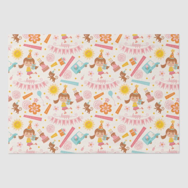 Happy Birthday Colourful Tissue Paper (Front)