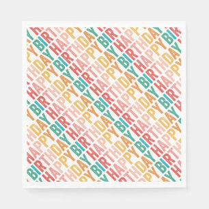 Happy Birthday Colourful Typography Napkin