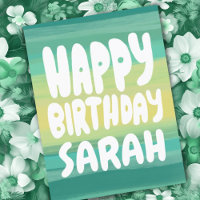 HAPPY BIRTHDAY Colourful Watercolor Stripes CUSTOM