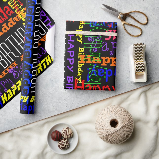 Happy Birthday Colourful Word Jumble Wrapping Paper (Crafts)