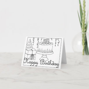 Happy Birthday Colouring Card