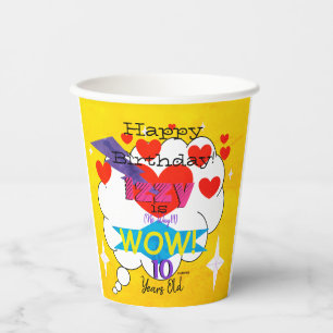 Happy Birthday Comic Book Look Paper Cups HAMbWG