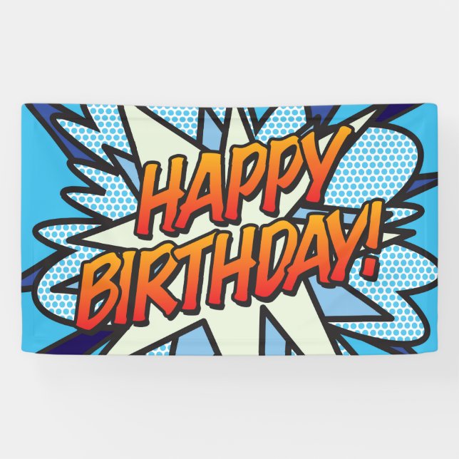 HAPPY BIRTHDAY Comic Book Pop Art Banner (Horizontal)