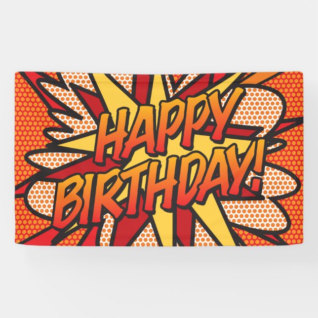HAPPY BIRTHDAY Comic Book Pop Art Banner (Horizontal)