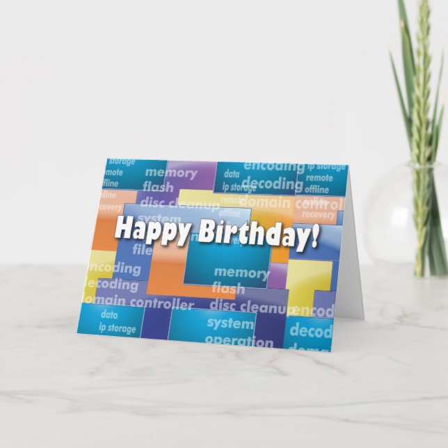 Happy Birthday Computer Geek Card (Front)
