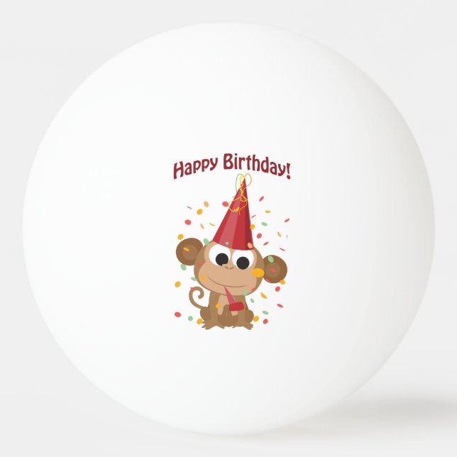 Happy Birthday! Confetti Monkey Ping Pong Ball (Front)