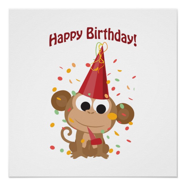 Happy Birthday! Confetti Monkey Poster (Front)
