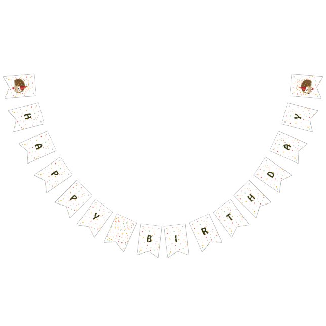 Happy Birthday Confetti Party Hedgehog Bunting (All)