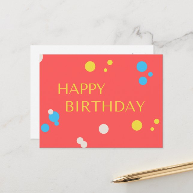 Happy Birthday Confetti Postcard (Front/Back In Situ)