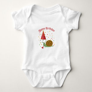 Happy Birthday! Confetti Snail Baby Bodysuit
