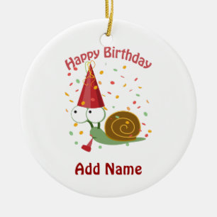 Happy Birthday! Confetti Snail Ceramic Tree Decoration