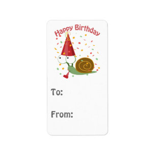 Happy Birthday! Confetti Snail Label